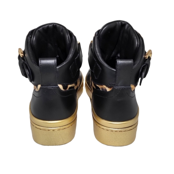 SOLD Moschino Genuine Calf Hair Detail Hi Top Basket Animal Print Sneakers - Picture 9 of 12